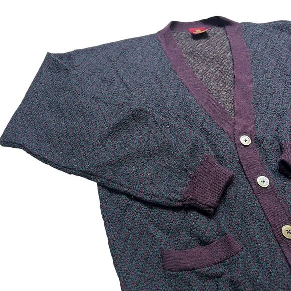 Vintage Nordstrom 100% Merino Wool Cardigan Sweater Made in Uruguay Medium Retro - Picture 2 of 13